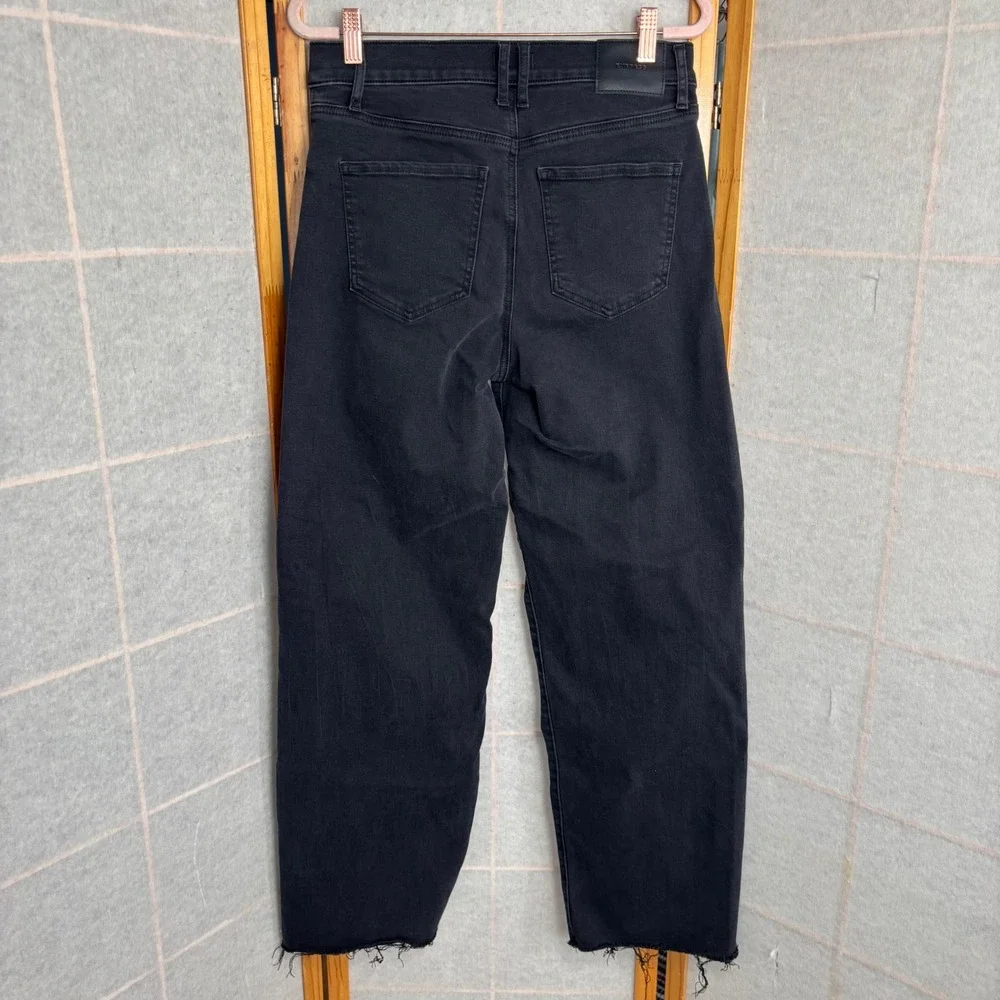 Express Wide‎ Leg High Rise Stretch Jeans Faded Black Raw Hem Womens 8R